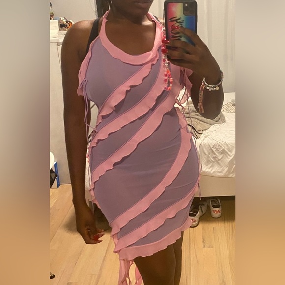 Fanci Club Ruffle Dress Pink/Purple - Picture 2 of 3